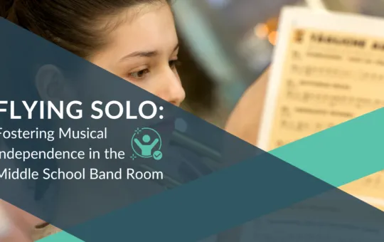 Middle School Concert Band Student with Sheet Music, Preparing for her Solo Performance in the Classroom